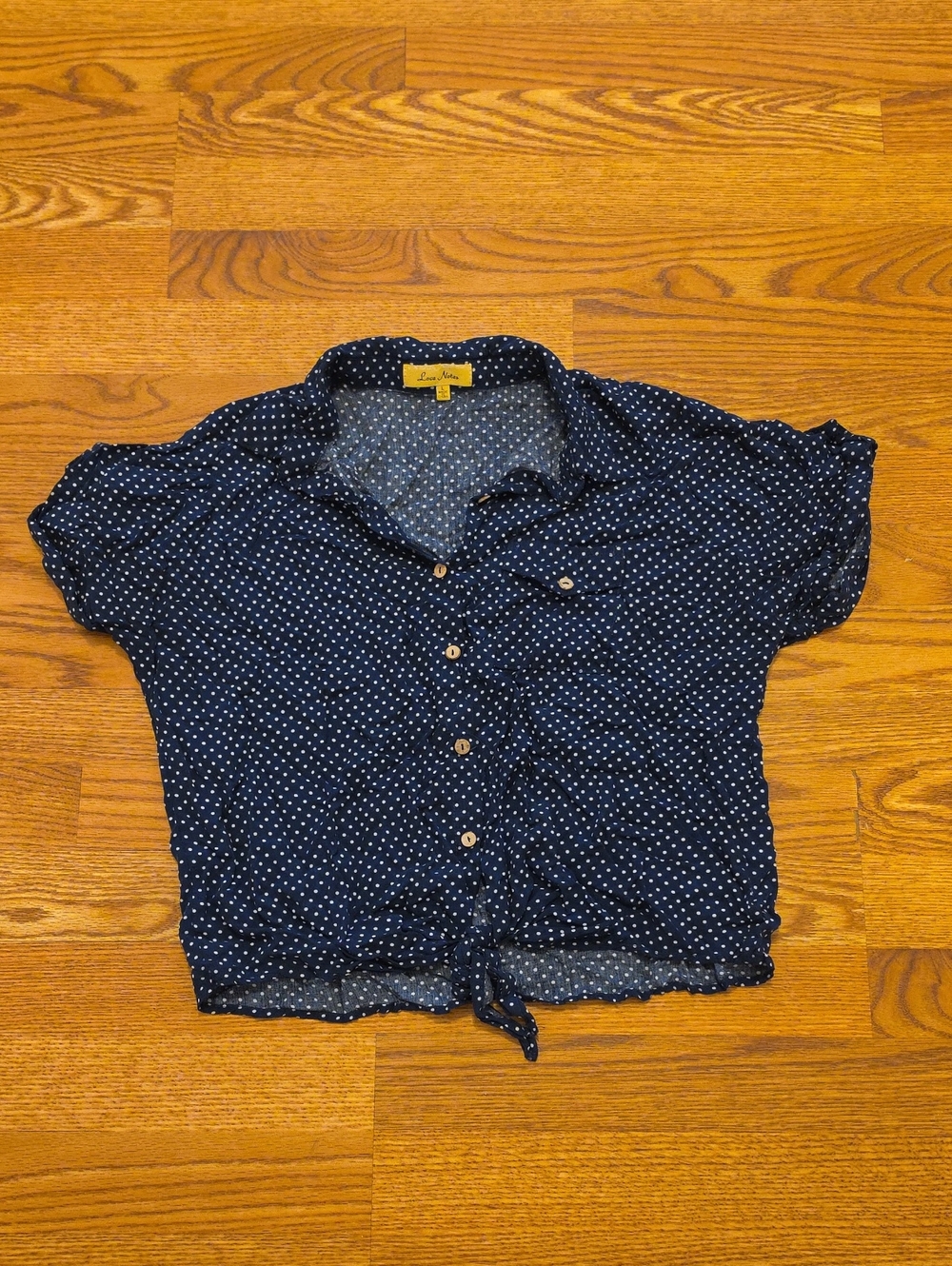 Love Notes Navy and White Polka Dot Blouse